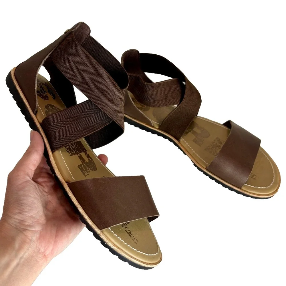 Sorel Women's‎ Ella NL3914-224 Camel Brown Jute Leather Strappy Sandals EUC 9.5